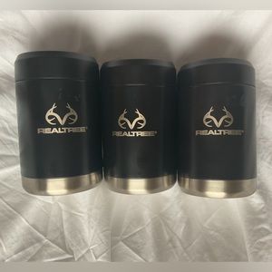 3 NEW Stainless Steel 12z Can Holder Coozie Insulated Black Realtree Antler Logo